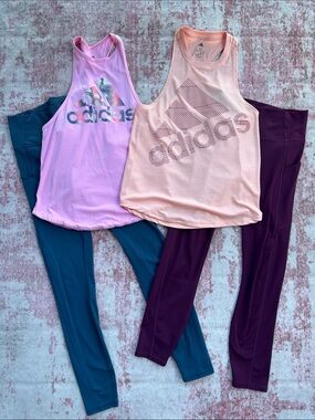 PureLuxe Fabletics Leggings Adidas Tank Top Workout Set